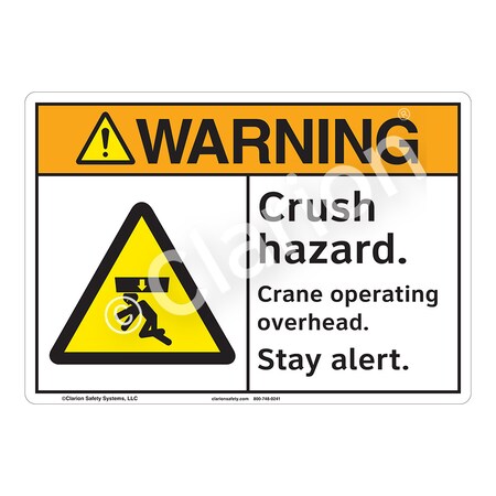 ANSI/ISO Compliant Warning/Crush Hazard Safety Signs Indoor/Outdoor Plastic (BJ) 14 X 10